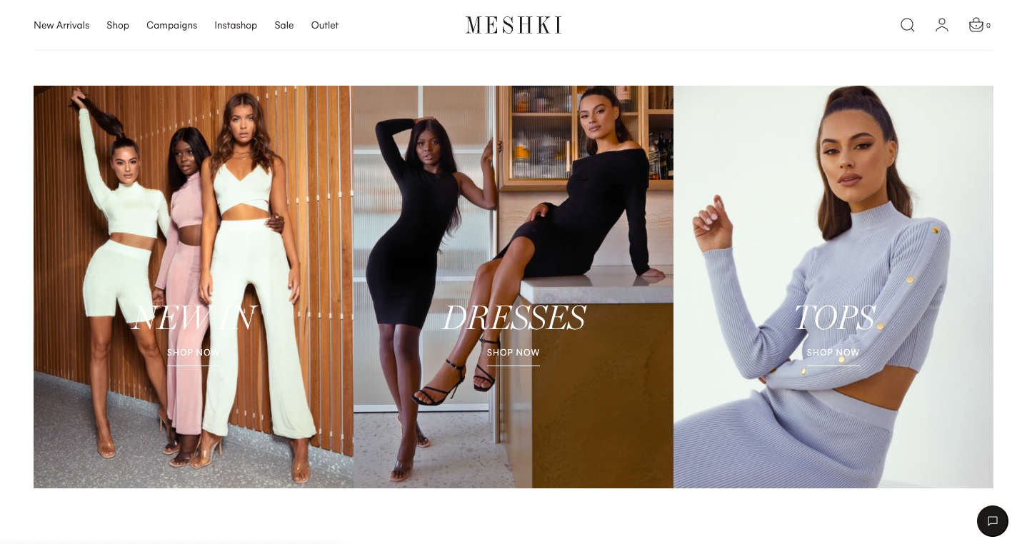 Screenshot of Meshki website
