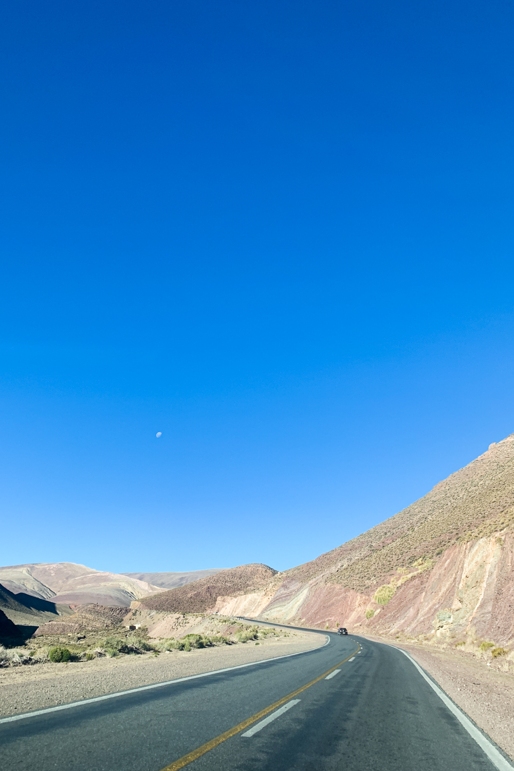 Route through Andes mountains