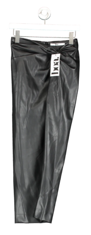 Boa Black Leather Wrap Midi Skirt