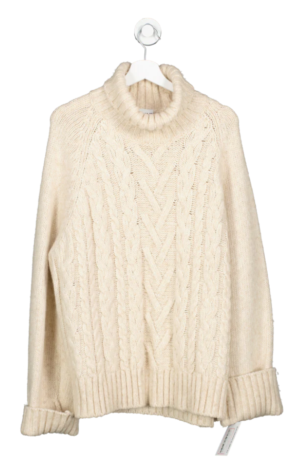 Ganni Cream Cotton-Blend Turtleneck Jumper