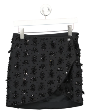 H&M Collections Black Beaded Twill Mini Skirt