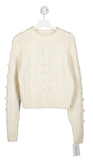 H&M White Cable Knit Wool Blend Jumper