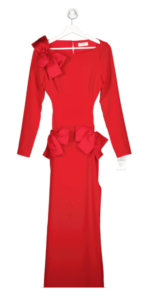 House Of Cb Red Lavele Bow Maxi Dress