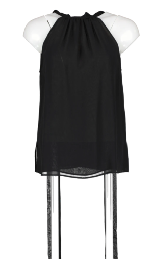 Lily Silk Black Silk Georgette Halter Neck Top