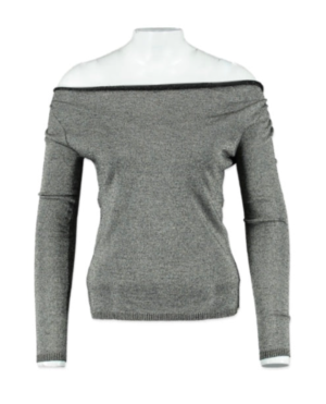 Miss Sixty Off-Shoulder Sparkly Long Sleeve Top