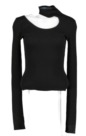 Petar Petrov Black Fitz Cutout Ribbed Silk Top