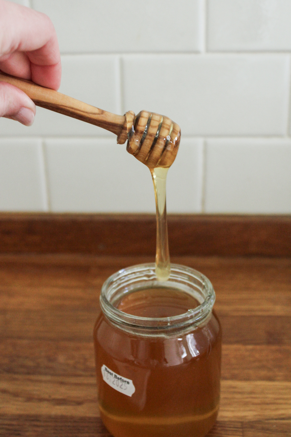 Honey dipper made from Portuguese olive wood
