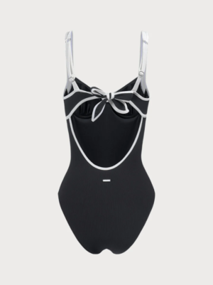 Contrast Trim Knotted One-Piece Swimsuit