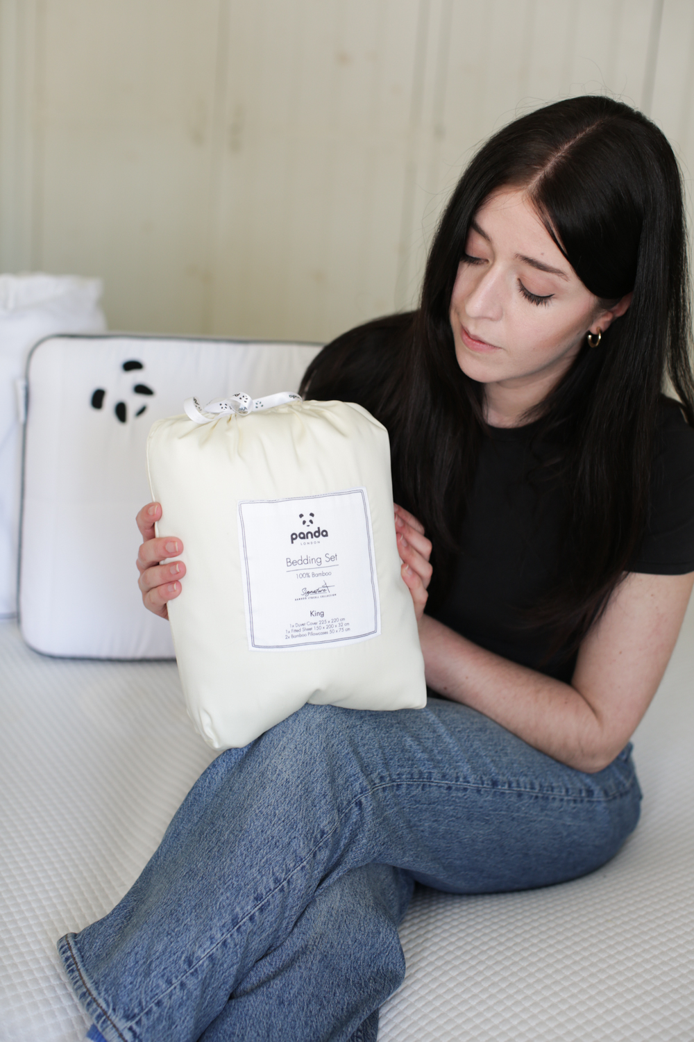 Besma holds Panda London Signature+ Bamboo Lyocell Bedding