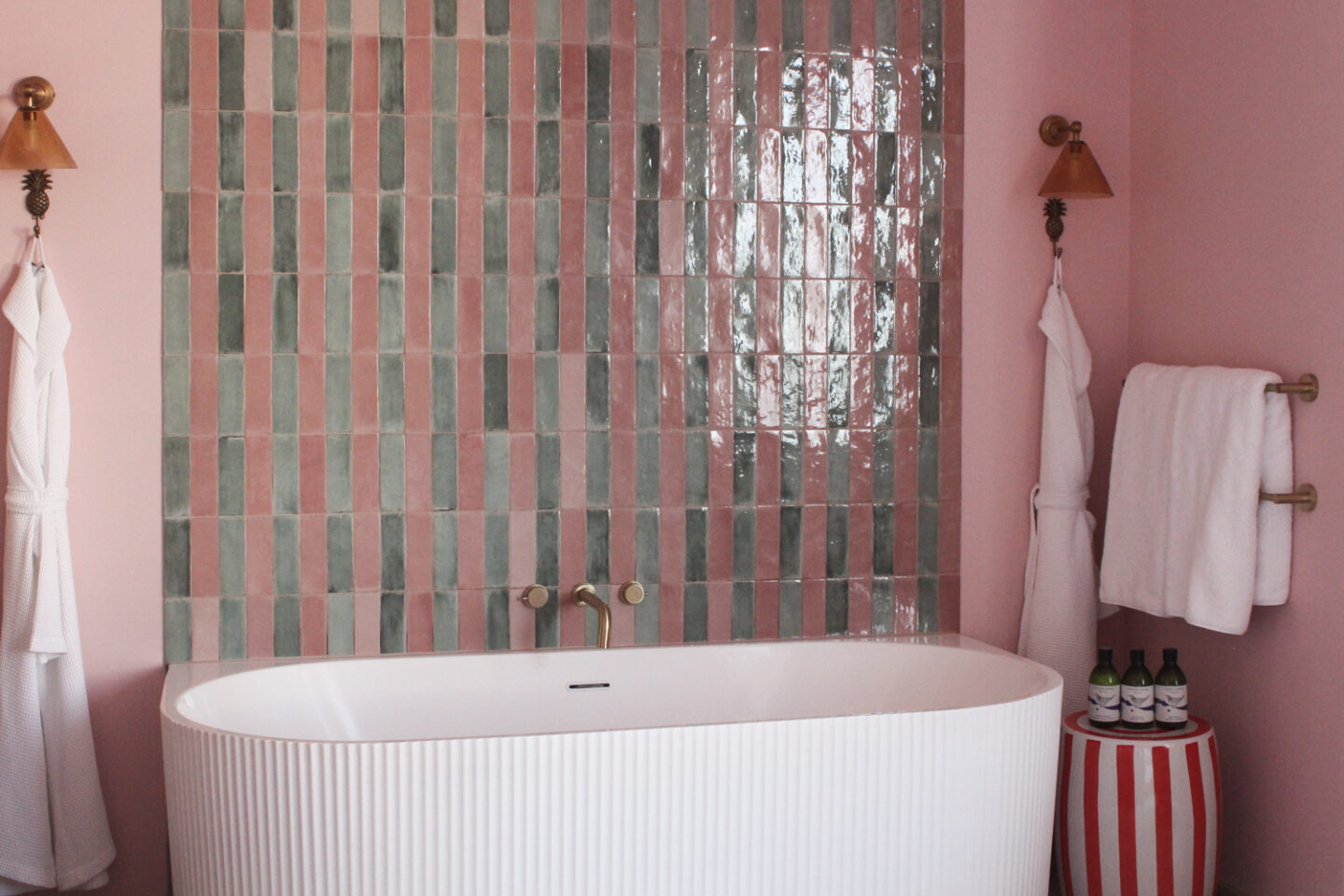 Deep bath with Green & Spring bath products