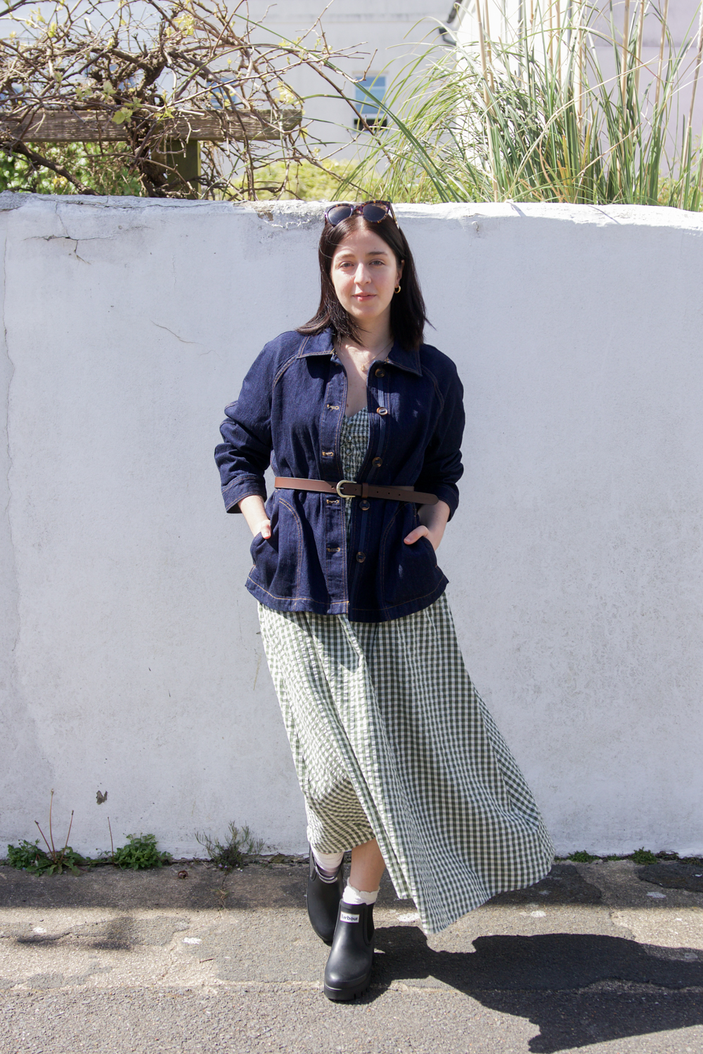 Festival outfit - midi dress and denim jacket