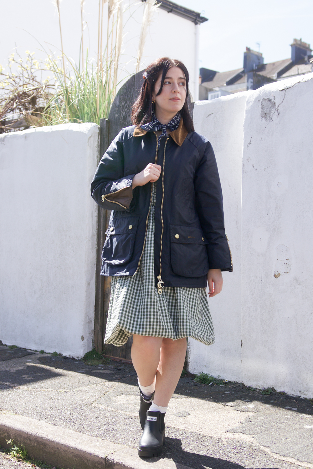 Festival outfit with barn jacket and dress