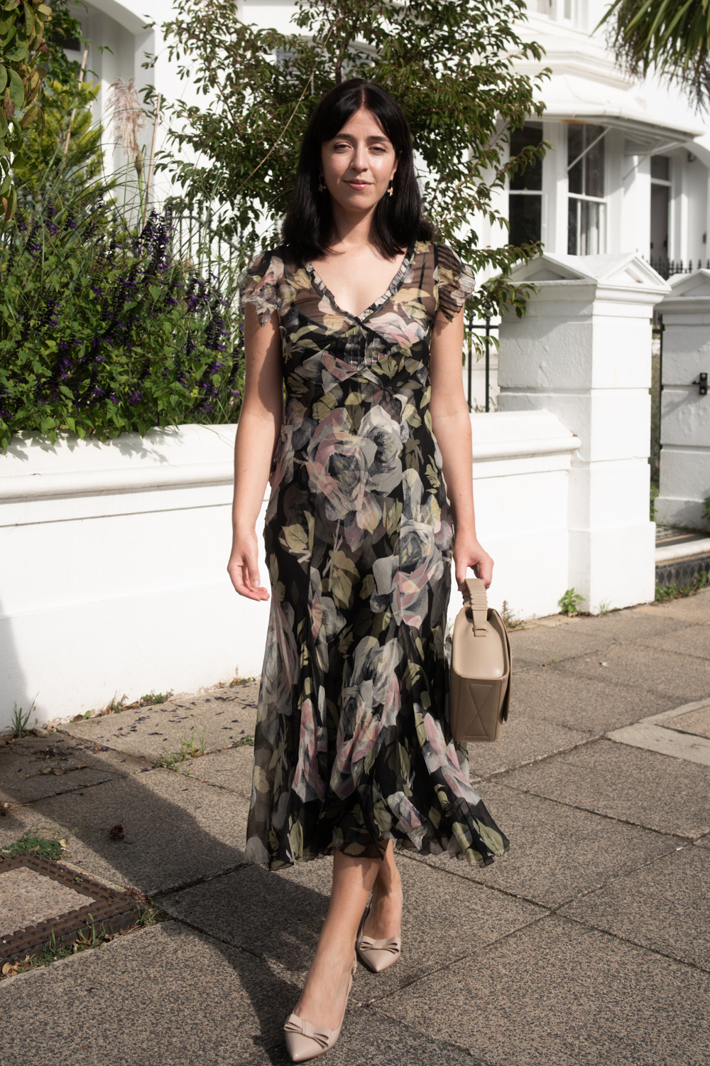 Vintage Floral Silk Wedding Guest Dress